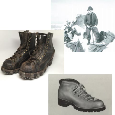 Lower body view of hiker walking on a rugged mountain trail