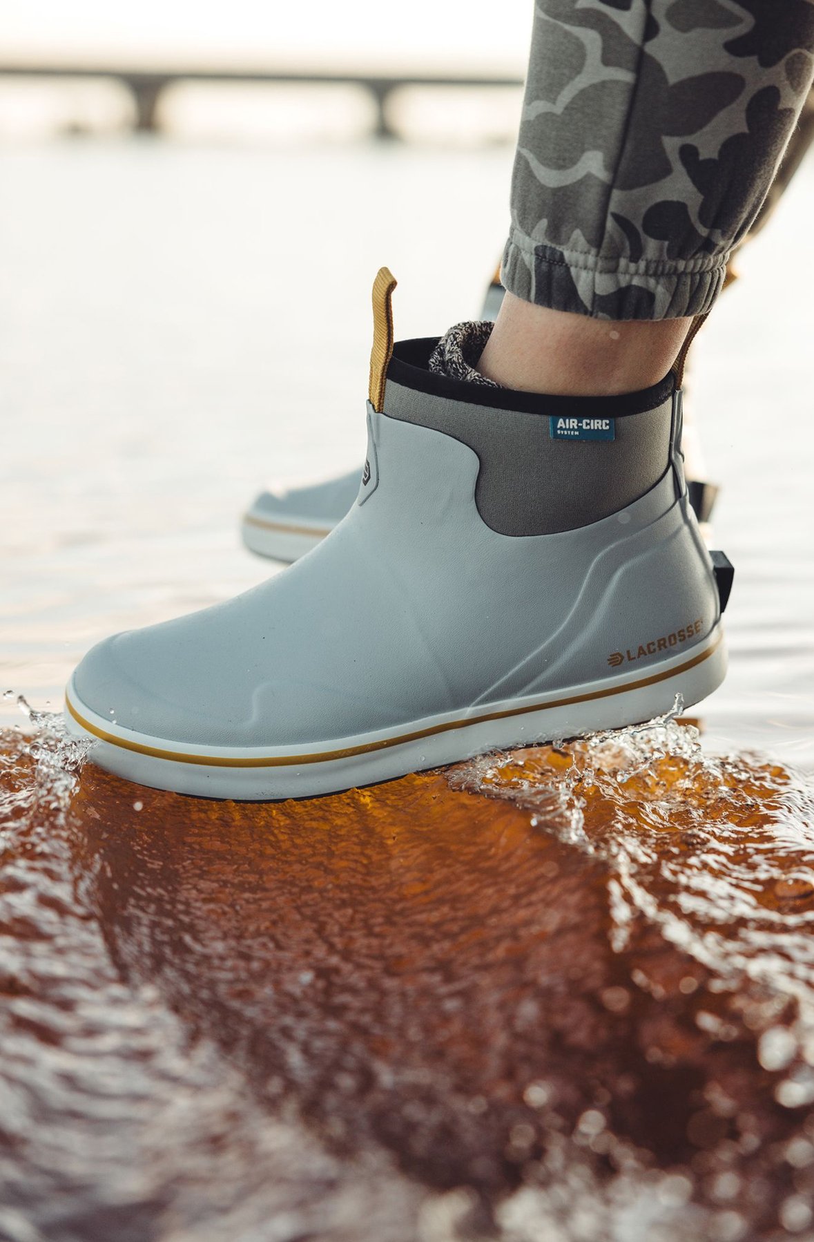 A rubber boot and other fishing gear